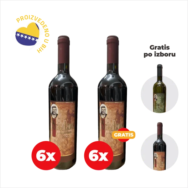 1+1 Vrhunsko Vino Stari Lijan blatina 6 x 0.75l + Stari Lijan žilavka 6 x 0.75l GRATIS