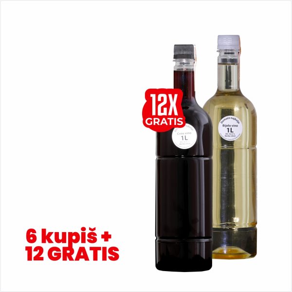 Vino Domaće najbolje 6x1l + GRATIS vino Domaće najbolje 12x1l (bijelo ili crno)