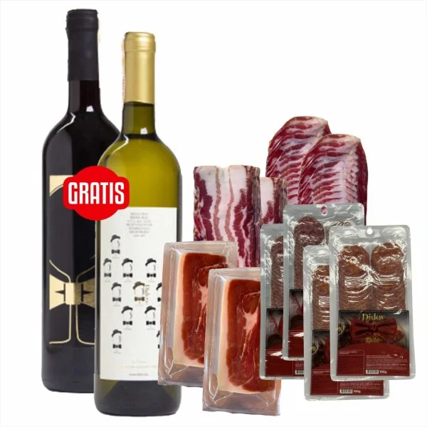 Didov pršut 2x100g, Didov špek 2x100g, Didov vrat 2x100g, Didov kulen 2x100g, Didova čajna 2x100g + GRATIS 6x0,75l Didovo vrhunsko vino (blatina/žilavka po izboru)