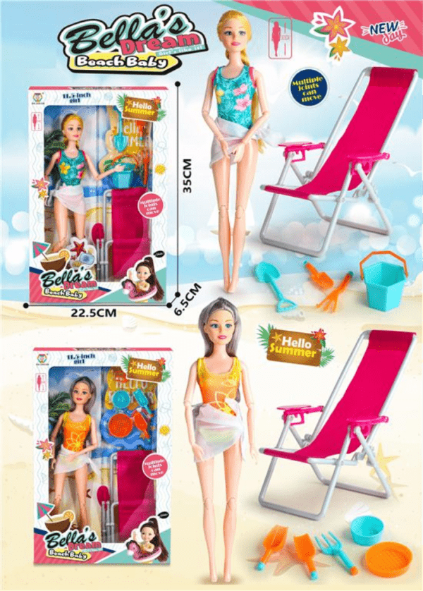 MKQ246726 LUTKA SET LEŽALJKA ZA PLAŽU 35x22cm