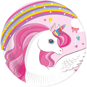 93758 PAPIRNI TANJUR UNICORN RAINBOW 20cm 8/1