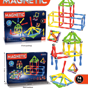 MKS432403 3D KOCKE ZA SASTAVLJANJE SLAGALICE S MAGNETNOM ŠIPKOM 74 kom #