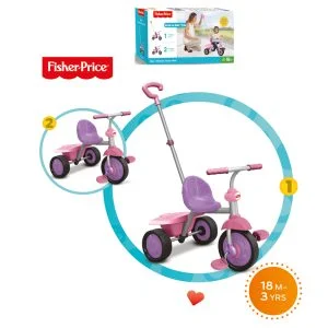 3350233 TRICIKL FISHER-PRICE GLEE, RUŽIČASTO-LJUBIČASTI, 18M+