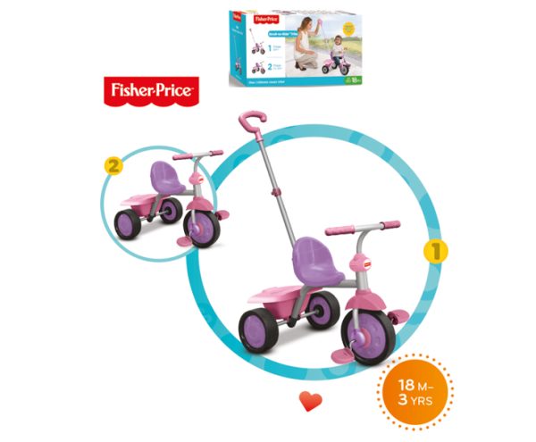 3350233 TRICIKL FISHER-PRICE GLEE, RUŽIČASTO-LJUBIČASTI, 18M+