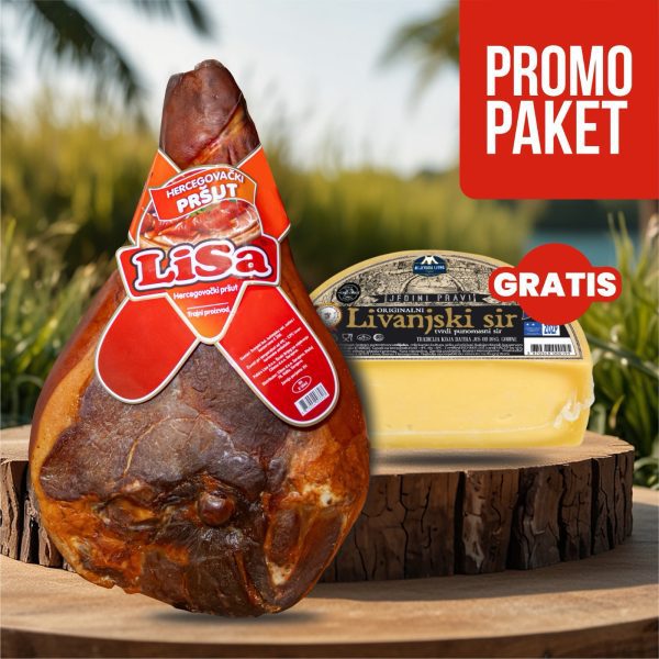 Lisa pršut s kosti (6-6,5kg) + GRATIS Mljekara Livno Livanjski sir 1/2 cca. 1,2-1,3kg