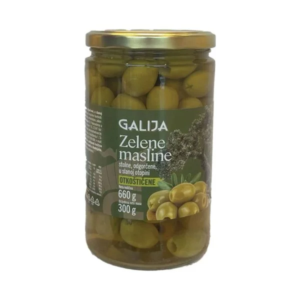 GALIJA MASLINE ZELENE ODKOŠTENE 660gr