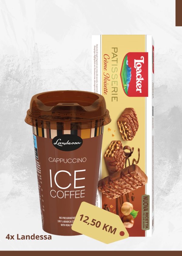 4x LANDESSA ICE COFFEE CAPPUCCINO ČAŠA 230 ML + LOACKER GRAN PAST. NOISETTE 100GR