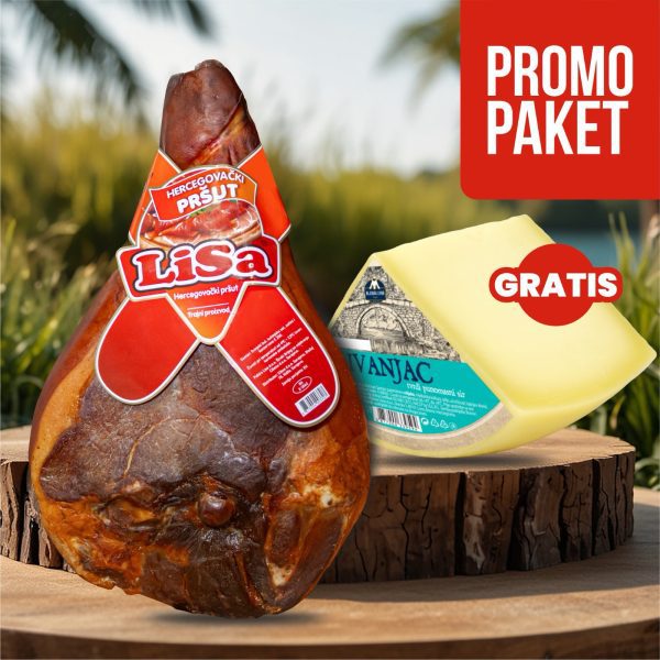 Lisa pršut s kosti (6-6,5kg) + GRATIS 2x Mljekara Livno Livanjac Sir 1/4