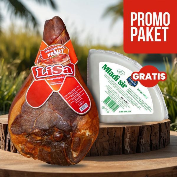 Lisa pršut s kosti (6-6,5kg) + GRATIS 2x Mljekara Livno Mladi Sir 430g