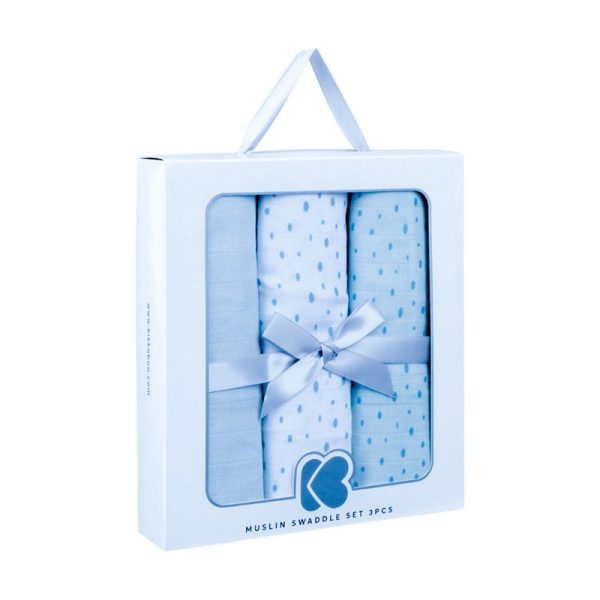 KIKKA BOO MUSLIN SET ZA POVIJANJE 3KOM 100/100CM,DOTS BLUE